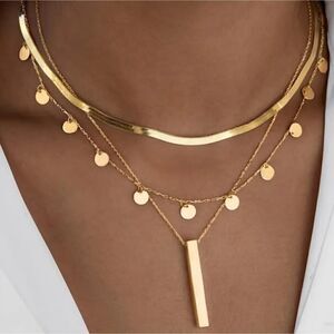 3pcs/set Exquisite Layered Golden Necklace for Women